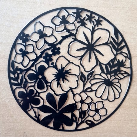 Vinylmotiv Blumen/Kreis schwarz