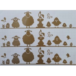 Vinylmotiv Schaf/Hase/Ostern goldfarbig