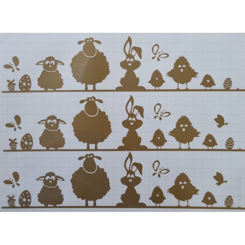 Vinylmotiv Schaf/Hase/Ostern goldfarbig