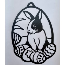 Vinylmotiv Kaninchen/Eier schwarz