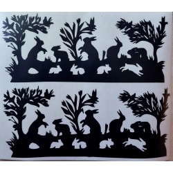 Vinylmotiv Kaninchen/Bäume schwarz
