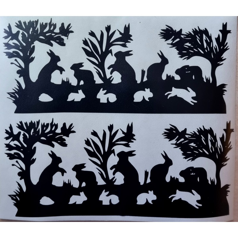 Vinylmotiv Kaninchen/Bäume schwarz
