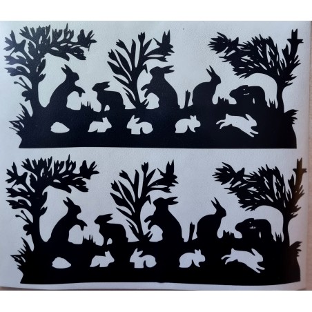 Vinylmotiv Kaninchen/Bäume schwarz