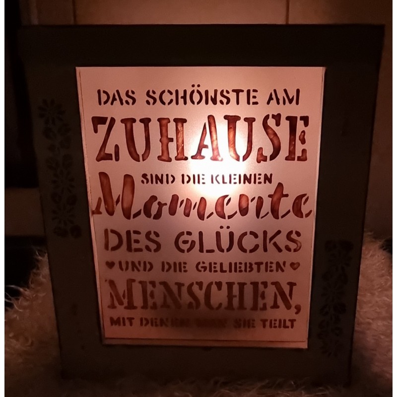 Klötzchen Laterne Holz Zuhause.... creme
