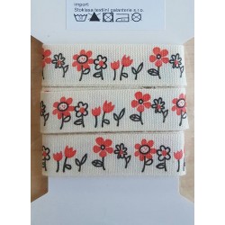 Dekoband Blumen corall/creme