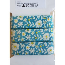 Dekoband Blumen blau