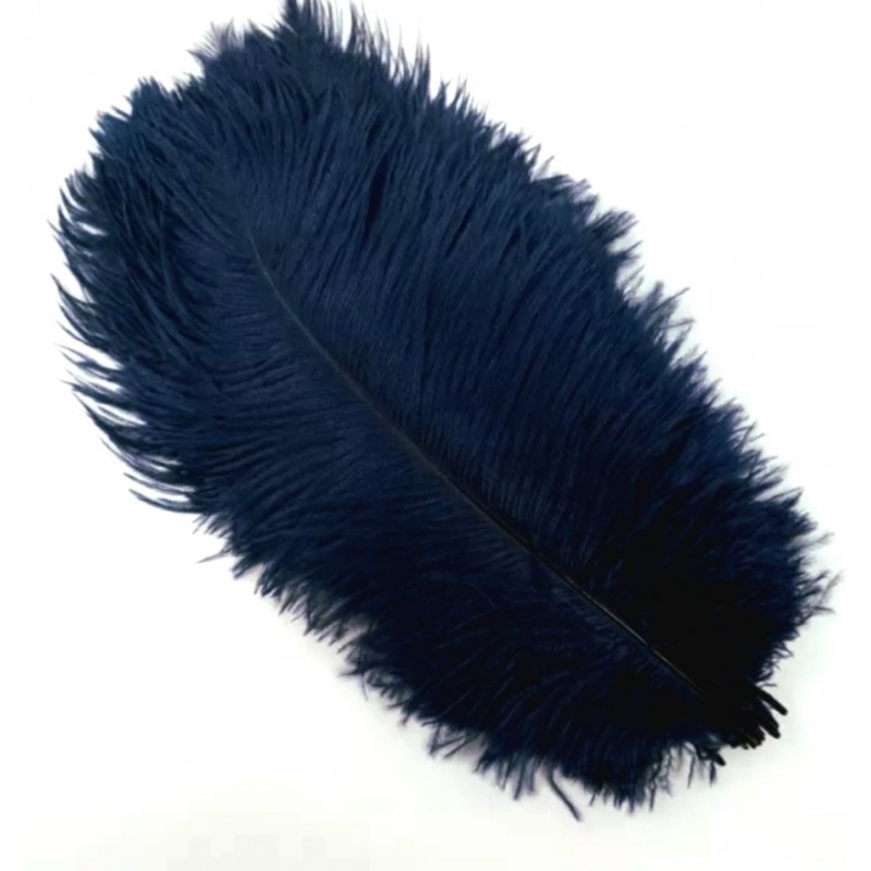 Straussenfeder dunkelblau 18 cm