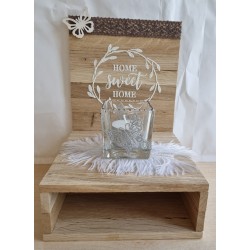 Holz Klötzchen Teelicht Home silber/taupe