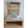 Holz Klötzchen Teelicht Home silber/taupe