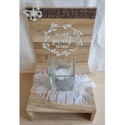 Holz Klötzchen Teelicht Home silber/taupe