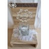 Holz Klötzchen Teelicht Home silber/taupe