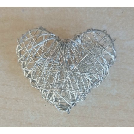 3D Draht Herz silberfarbig