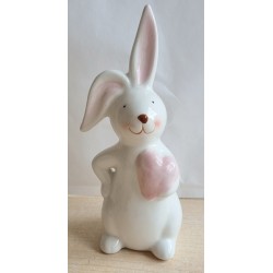 Hase Keramik weiss/rosa