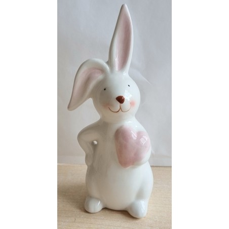 Hase Keramik weiss/rosa
