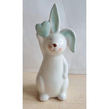 Hase Keramik weiss/mint