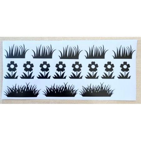 Vinylmotiv Blumen/Gläser schwarz