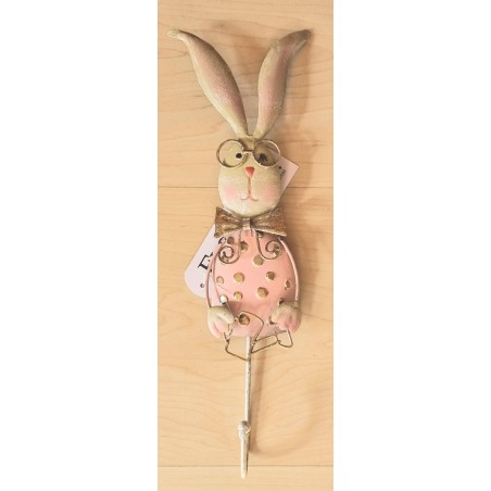 Hase Metall Wandhaken rosa