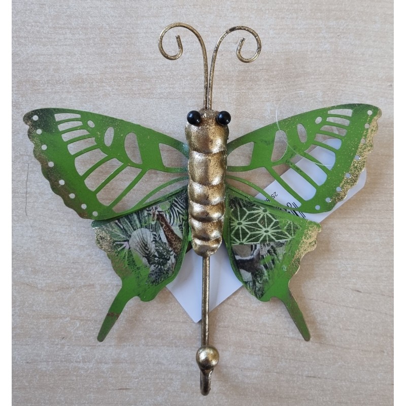 Schmetterling Metall Wandhaken grün