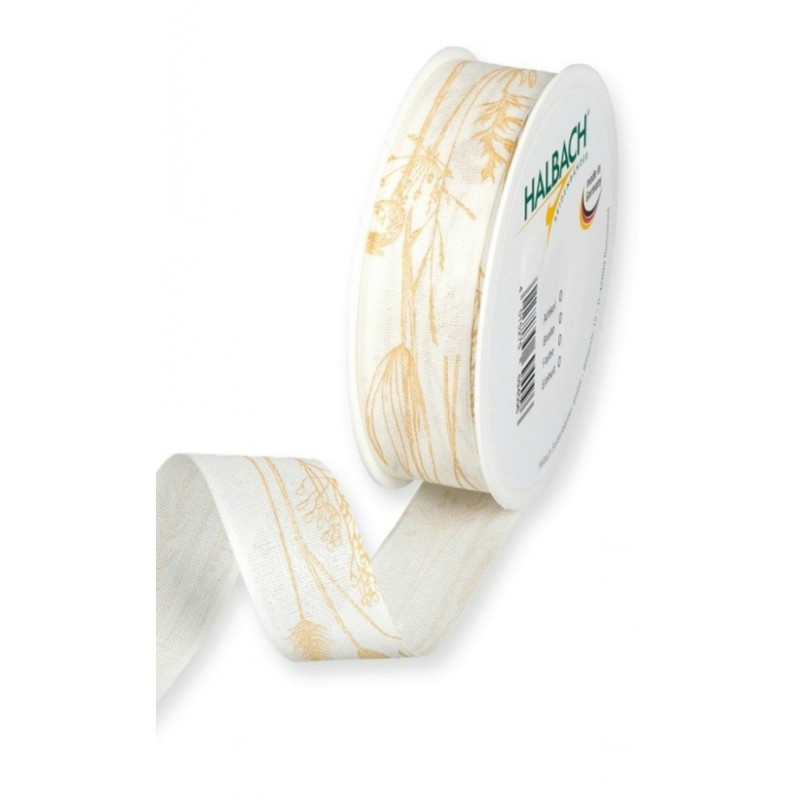 Dekoband Gräser weiss/braun