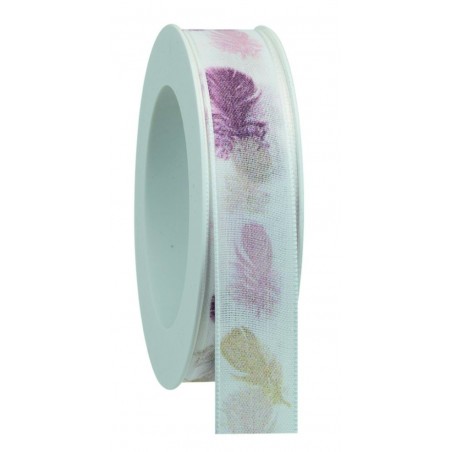 Dekoband Federn weiss/mauve
