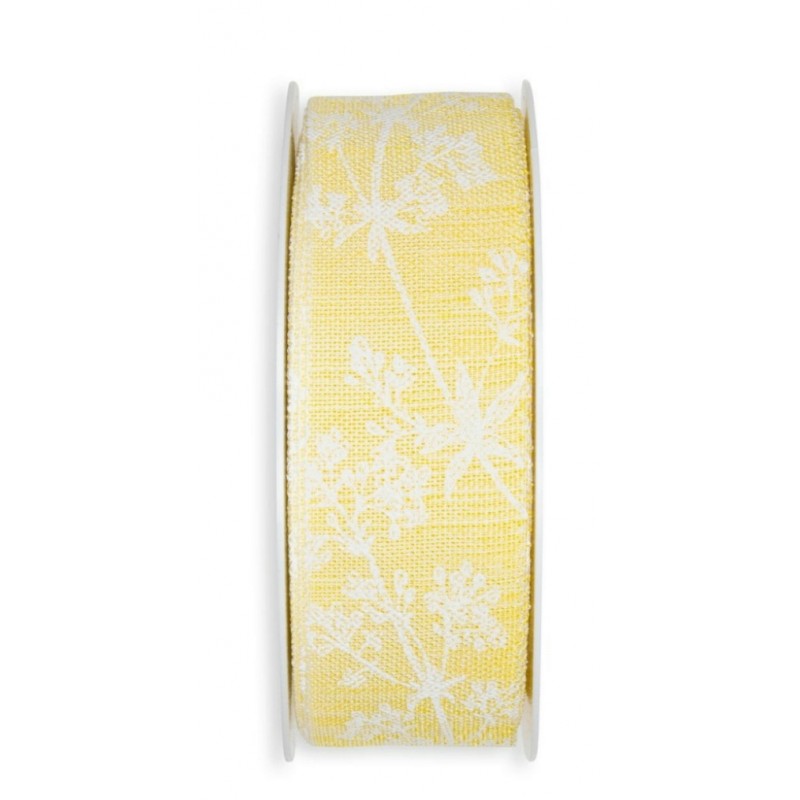 Dekoband Blumenranken gelb/weiss
