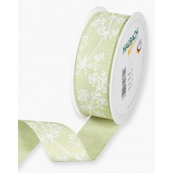 Dekoband Blumenranken lindengrün/weiss
