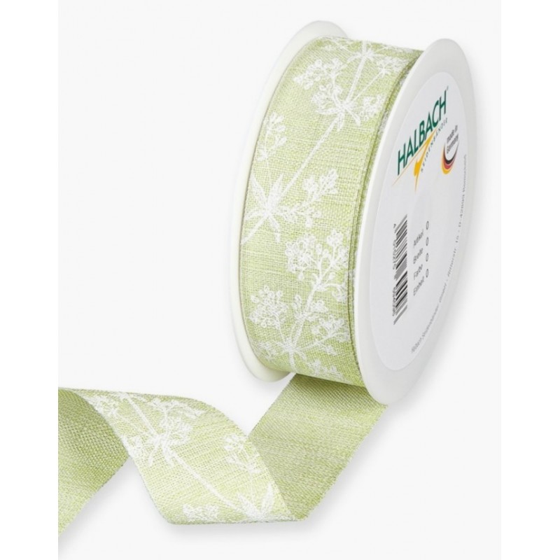 Dekoband Blumenranken lindengrün/weiss