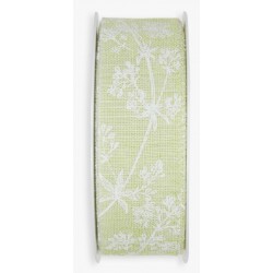 Dekoband Blumenranken lindengrün/weiss