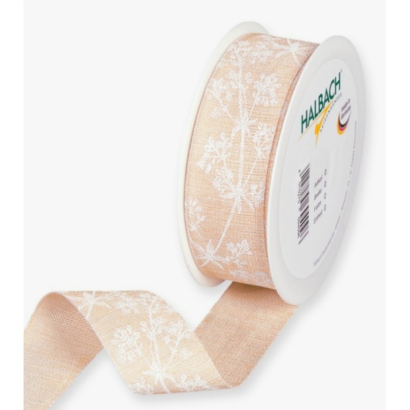 Dekoband Blumenranken lachs/weiss