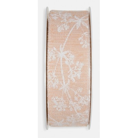 Dekoband Blumenranken lachs/weiss