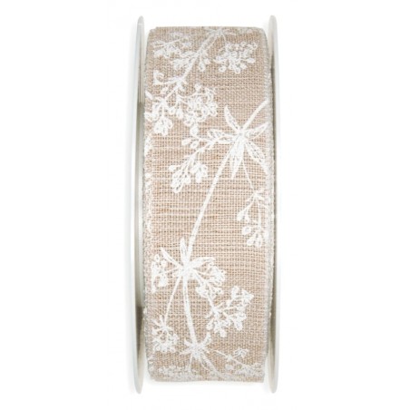 Dekoband Blumenranken hellbraun/weiss