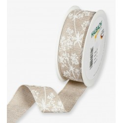 Dekoband Blumenranken hellbraun/weiss
