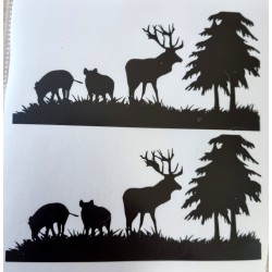 Vinylmotiv Hirsch/Wildschwein schwarz