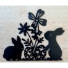 Vinylmotiv Kaninchen/Blumen schwarz