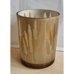 Teelicht Glas Schilf goldig