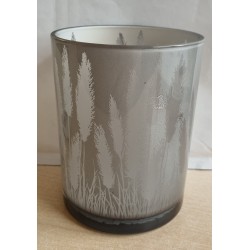 Teelicht Glas Schilf silberfarbig
