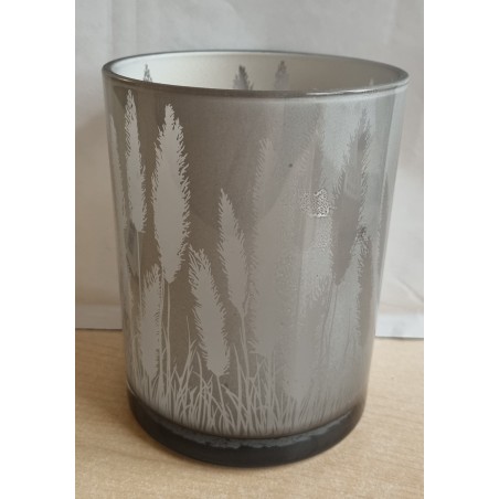 Teelicht Glas Schilf silberfarbig