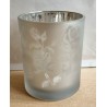Teelicht Glas Rosen silberfarbig