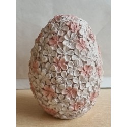 Ei mit Blumen rosa Polyresin