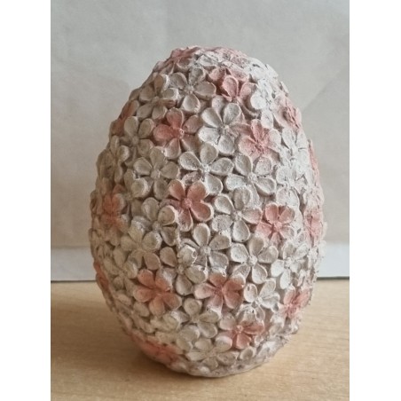 Ei mit Blumen rosa Polyresin