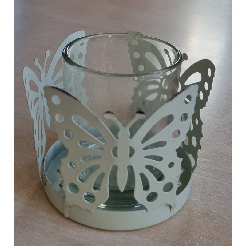 Windlicht Schmetterling creme