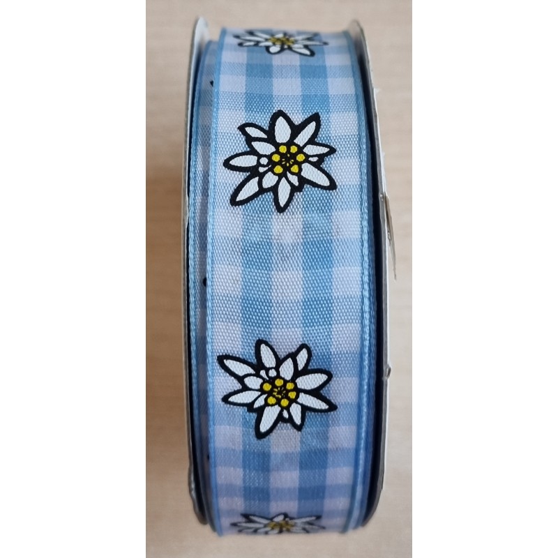 Dekoband Edelweiss hellblau kariert