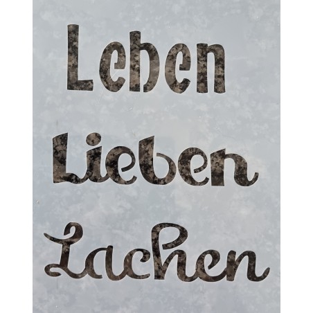 Schablone Leben, Lieben, Lachen