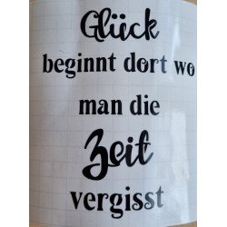 Vinyl Schrift Glück beginnt dort....   schwarz