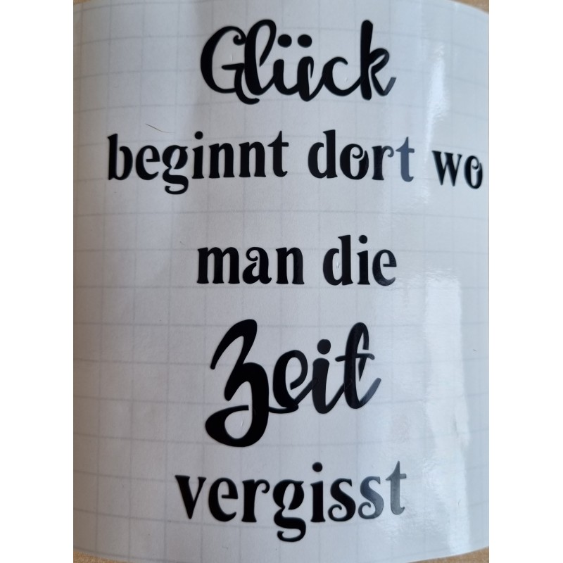 Vinyl Schrift Glück beginnt dort....   schwarz