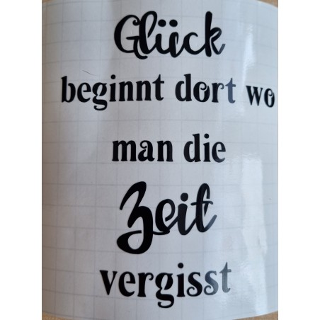 Vinyl Schrift Glück beginnt dort....   schwarz