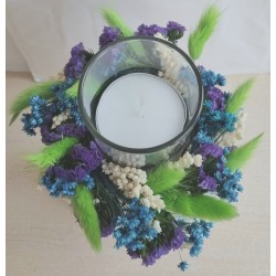Teelicht mit Trockenblumen