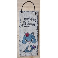 Mini Schild Herzlichen Glückwunsch/Katze