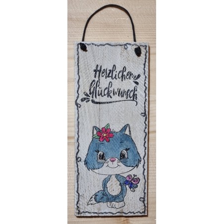 Mini Schild Herzlichen Glückwunsch/Katze