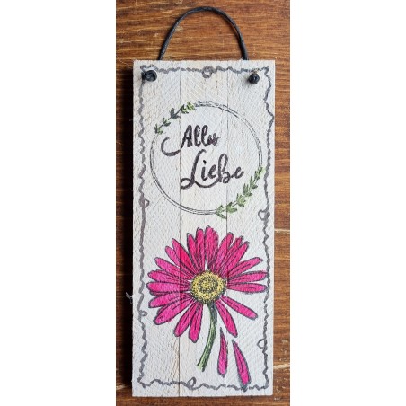 Mini Schild Alles Liebe/Blume